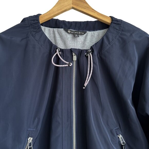 ATHLETA Chill Bomber Jacket - Sporty Drawstring Navy Blue - Picture 8 of 16